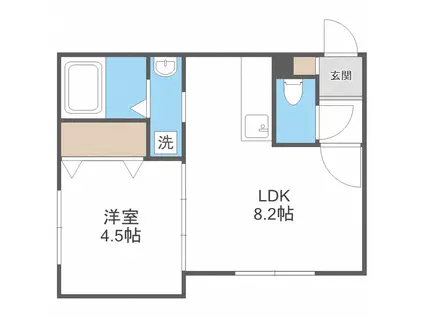 リヴィエールS10(1LDK/2階)の間取り写真