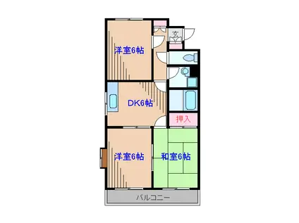 サバーブ日吉(3DK/2階)の間取り写真