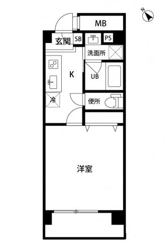 田中第2ビル(1K/6階)の間取り写真