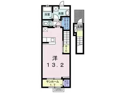 コンフォーティア(ワンルーム/2階)の間取り写真