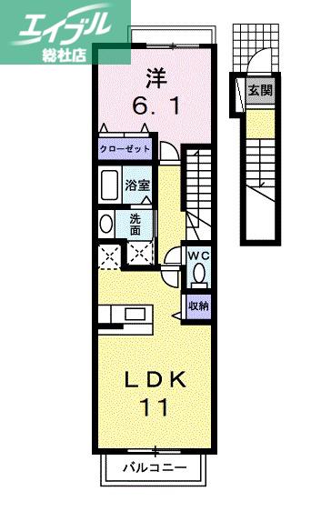 ブリーズ(1LDK/2階)の間取り写真