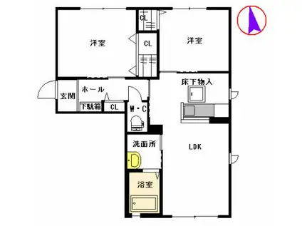 メゾン花咲 弐番館(2LDK/1階)の間取り写真
