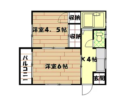 ヴィラ三崎(2K/2階)の間取り写真