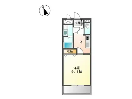 グランディー(1K/1階)の間取り写真