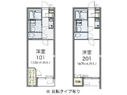 ミランダル シエル II(1K/1階)の間取り写真