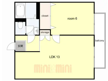 ハイツフローラ(1LDK/2階)の間取り写真