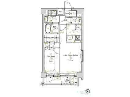 AXAS西馬込ASYLCOURT(1LDK/5階)の間取り写真