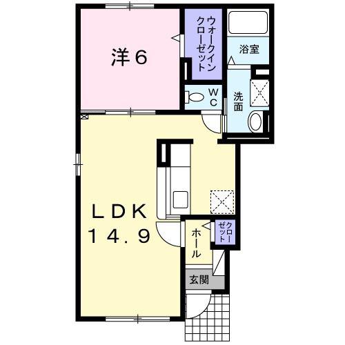 コンパスローズ(1LDK/1階)の間取り写真