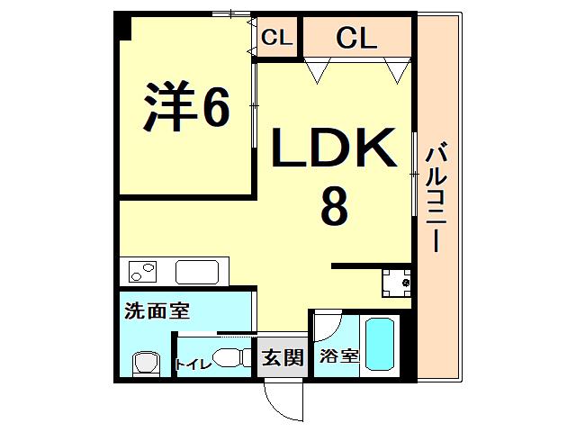 グランドハイツ浜甲子園(1LDK/4階)の間取り写真