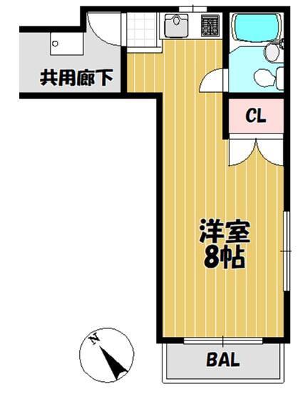 メゾン丘(ワンルーム/2階)の間取り写真