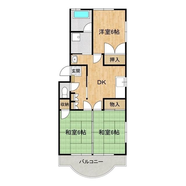 七字マンションI(3DK/2階)の間取り写真