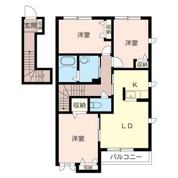 メルベーユB(3LDK/2階)の間取り写真