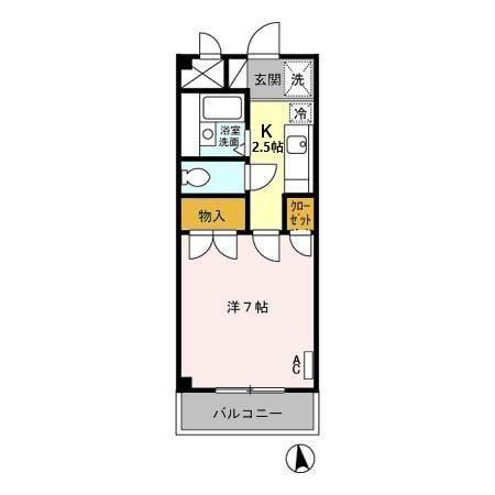 青悠荘(1K/1階)の間取り写真