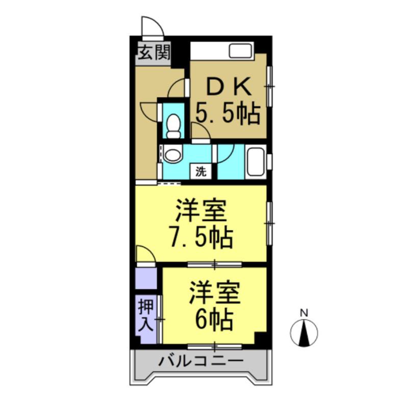 アクセスコートIII(2LDK/4階)の間取り写真