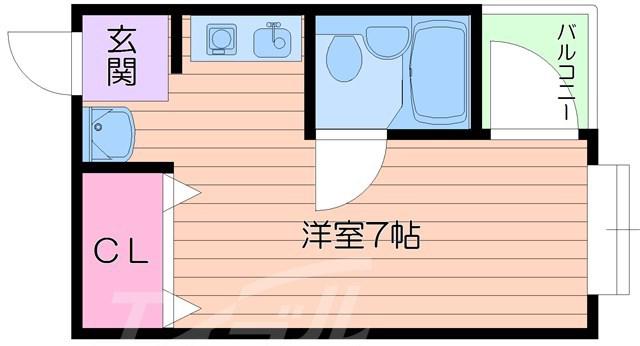 サンライズ佐藤(ワンルーム/2階)の間取り写真