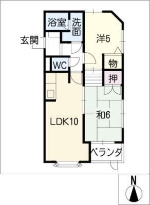 ランパート鳴子(2LDK/1階)の間取り写真