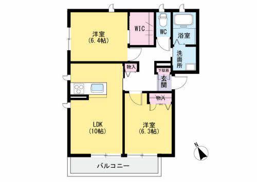 ベレオ モカ (2LDK/3階)の間取り写真