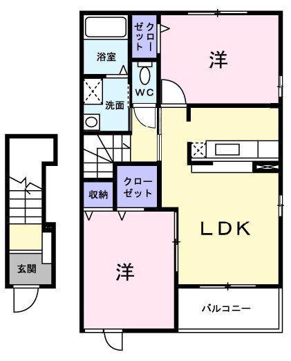クローズ ド 相見II(2LDK/2階)の間取り写真