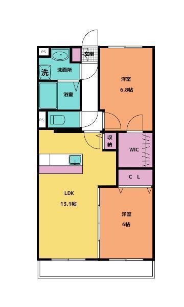 エスポワール(2SLDK/1階)の間取り写真