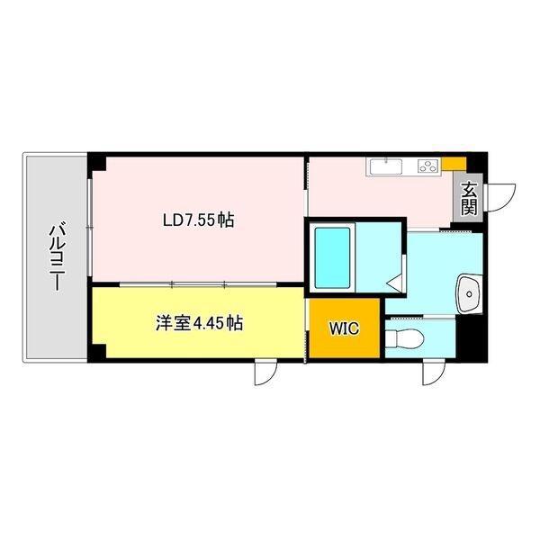 プランドール宮町(1K/6階)の間取り写真