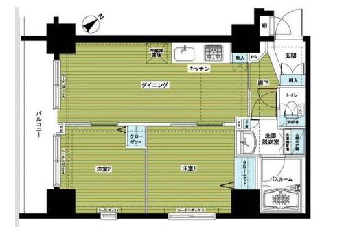 ZOOM銀座2丁目サード(2DK/9階)の間取り写真
