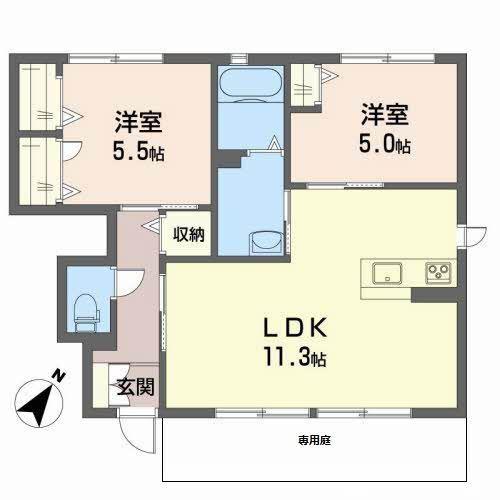 シャーメゾンみどり野 C棟(2LDK/1階)の間取り写真