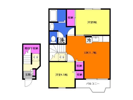フォレスタB(2LDK/2階)の間取り写真