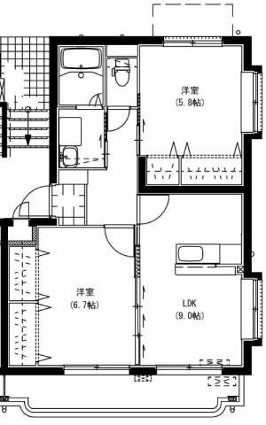 フォルティーレ下北I(2LDK/3階)の間取り写真