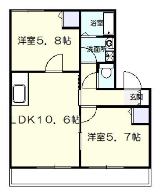 メゾンES A(2LDK/2階)の間取り写真