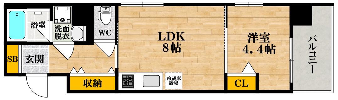 ふぁみーゆ夕陽ケ丘(1LDK/2階)の間取り写真