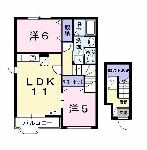 フィオーレI(2LDK/2階)の間取り写真
