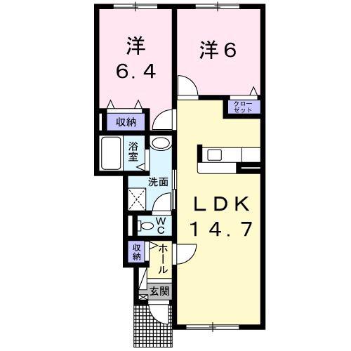 SEEMA光(2LDK/1階)の間取り写真
