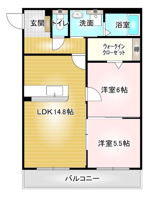 ARCADIA(2LDK/3階)の間取り写真