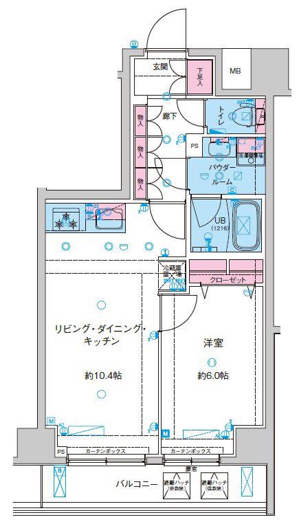 ジェノヴィア鐘ヶ淵(1LDK/6階)の間取り写真