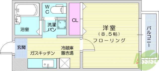 アクシス(1K/1階)の間取り写真