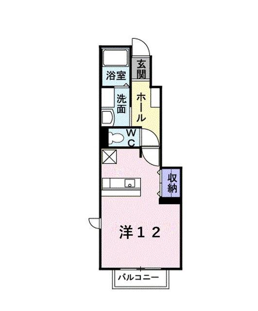 アパルトマン・エム(ワンルーム/1階)の間取り写真