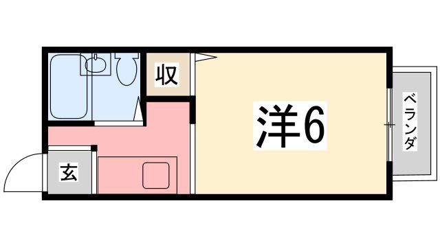 リヴェール北代(ワンルーム/2階)の間取り写真