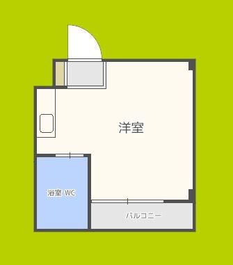 シャトー第二花園(ワンルーム/6階)の間取り写真