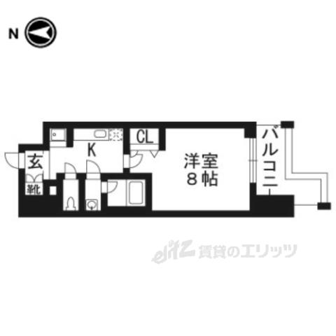ベラジオ五条堀川Ⅱ(1K/7階)の間取り写真