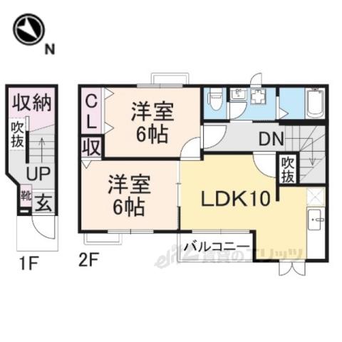 メゾンカルム N(2LDK/2階)の間取り写真