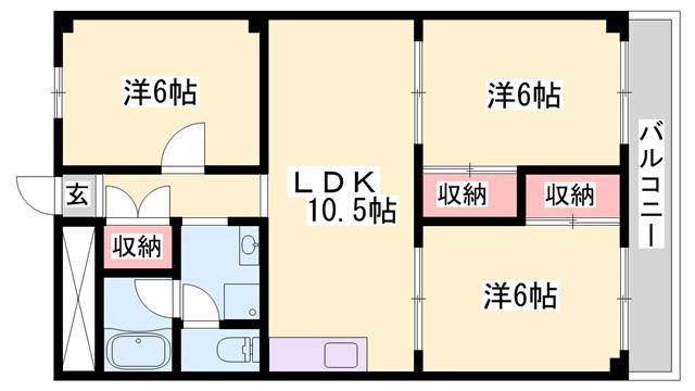 メゾンM(3LDK/3階)の間取り写真
