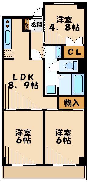 コーポラストマト(3DK/4階)の間取り写真