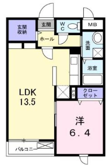 クレール青葉台(1LDK/1階)の間取り写真