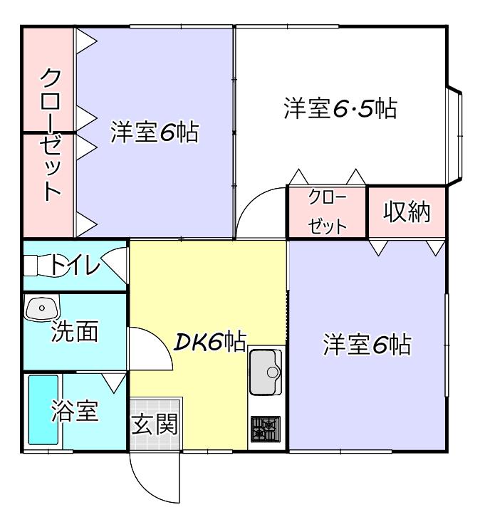 ルームハイツ2(3DK/2階)の間取り写真
