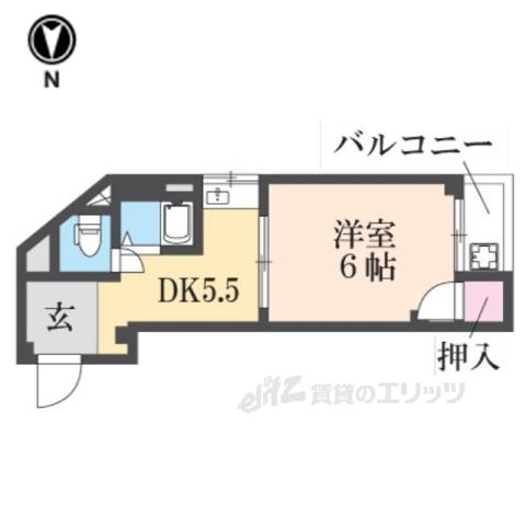 エトワール枚方(1K/4階)の間取り写真