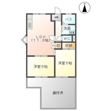 ロイヤルタウン天子田(2LDK/1階)の間取り写真