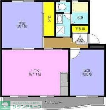 ルーラむさしの(2LDK/3階)の間取り写真