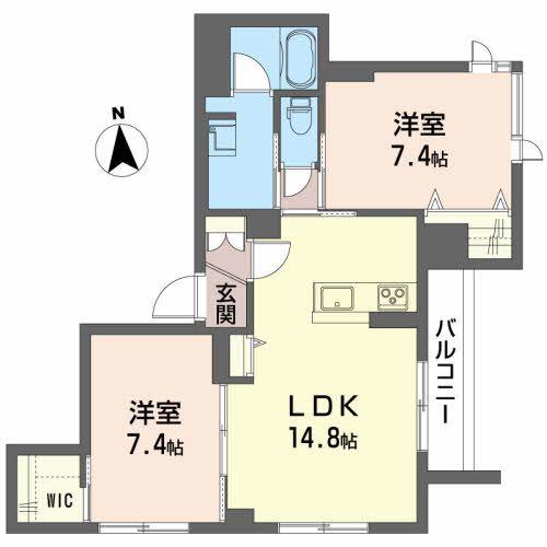コンフォール台原駅前(2LDK/2階)の間取り写真