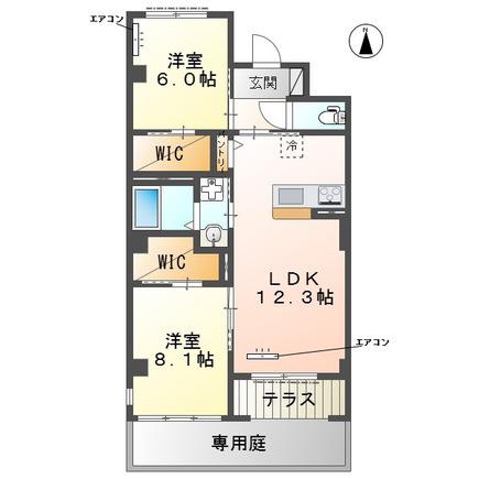 流山市駒木マンション(2LDK/1階)の間取り写真