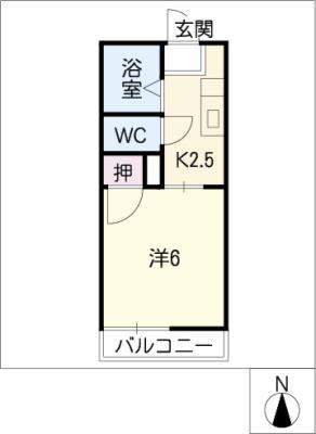 タウニー藤一 D棟(1K/1階)の間取り写真